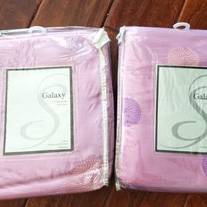 Curtain panels  size 55"w x 84" h. Lavender with beautiful crochet decor 2for$20